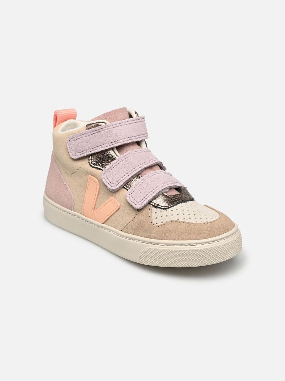 Veja Kids' V-10 Mid Suede Sneakers in Multico Almond Peach